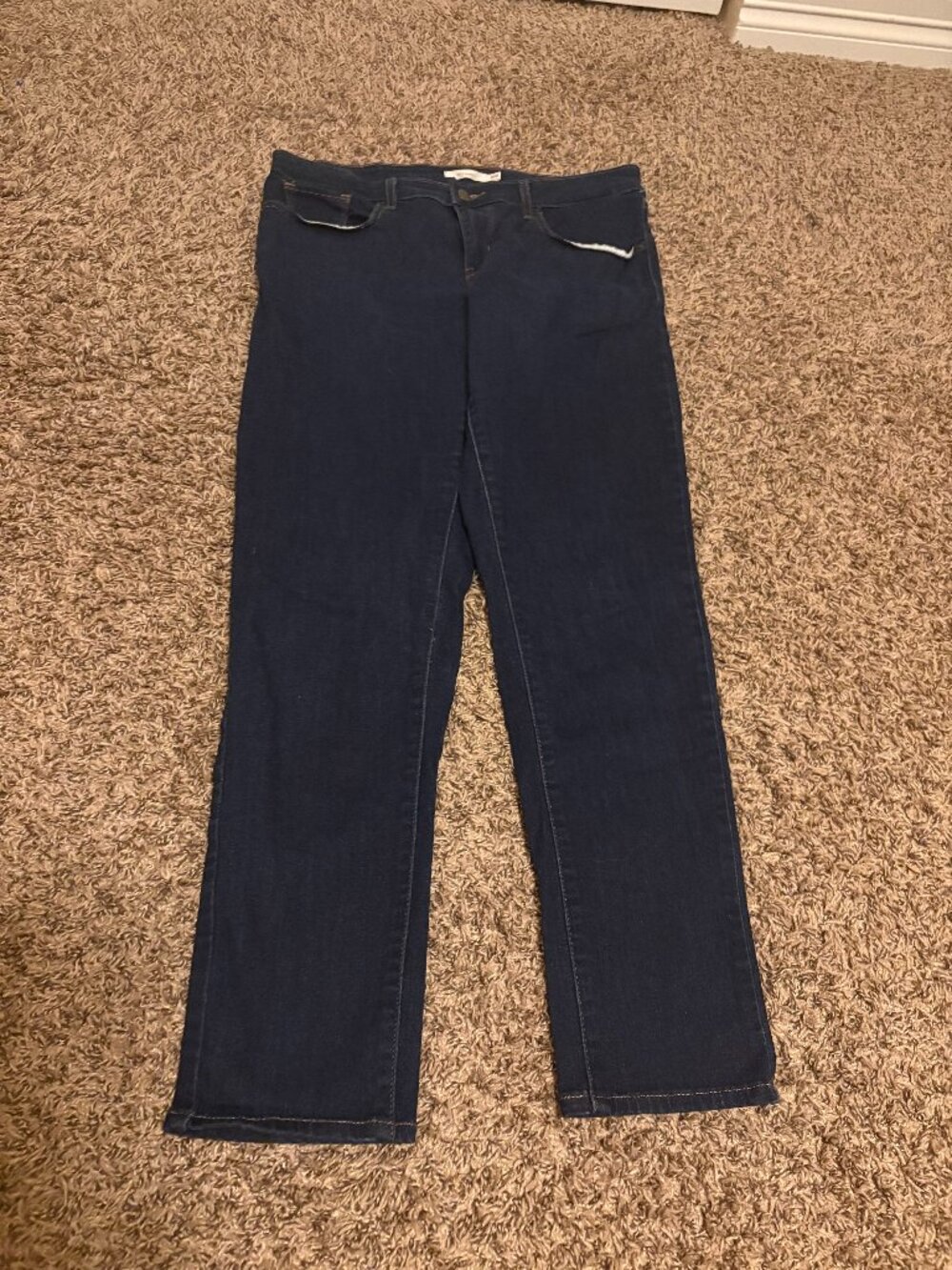 Levi's 711 Skinny Jeans Size 16W Dark Blue Denim Zip Fly Pockets Red Tab Classic